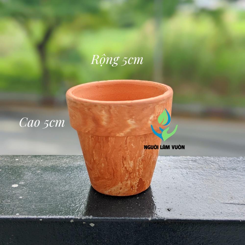 Combo 10 chậu đất nung mini kiểu ly gờ size 5x5cm họa tiết marble thích hợp trồng sen thụ mini, thạch lan, lithops