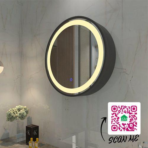 TỦ GƯƠNG TRÒN TREO TƯỜNG PHÒNG TẮM SMHOME NT07- TÍCH HỢP ĐÈN LED VÀ CÔNG TẮC CẢM ỨNG TRÊN GƯƠNG