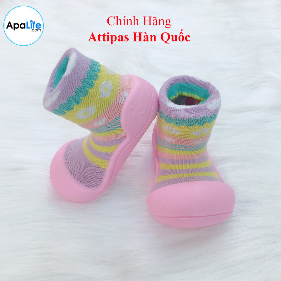 Attipas Attibebe - Hồng/ AT016 - Giày tập đi cho bé trai /bé gái từ 3 - 24 tháng nhập Hàn Quốc: đế mềm, êm chân &amp; chống trượt