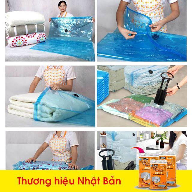 Bộ 8 Túi hút chân không đựng Chăn, màn, quần, áo TẶNG kèm bơm tay - Tiết kiệm tối đa tủ áo nhà bạn