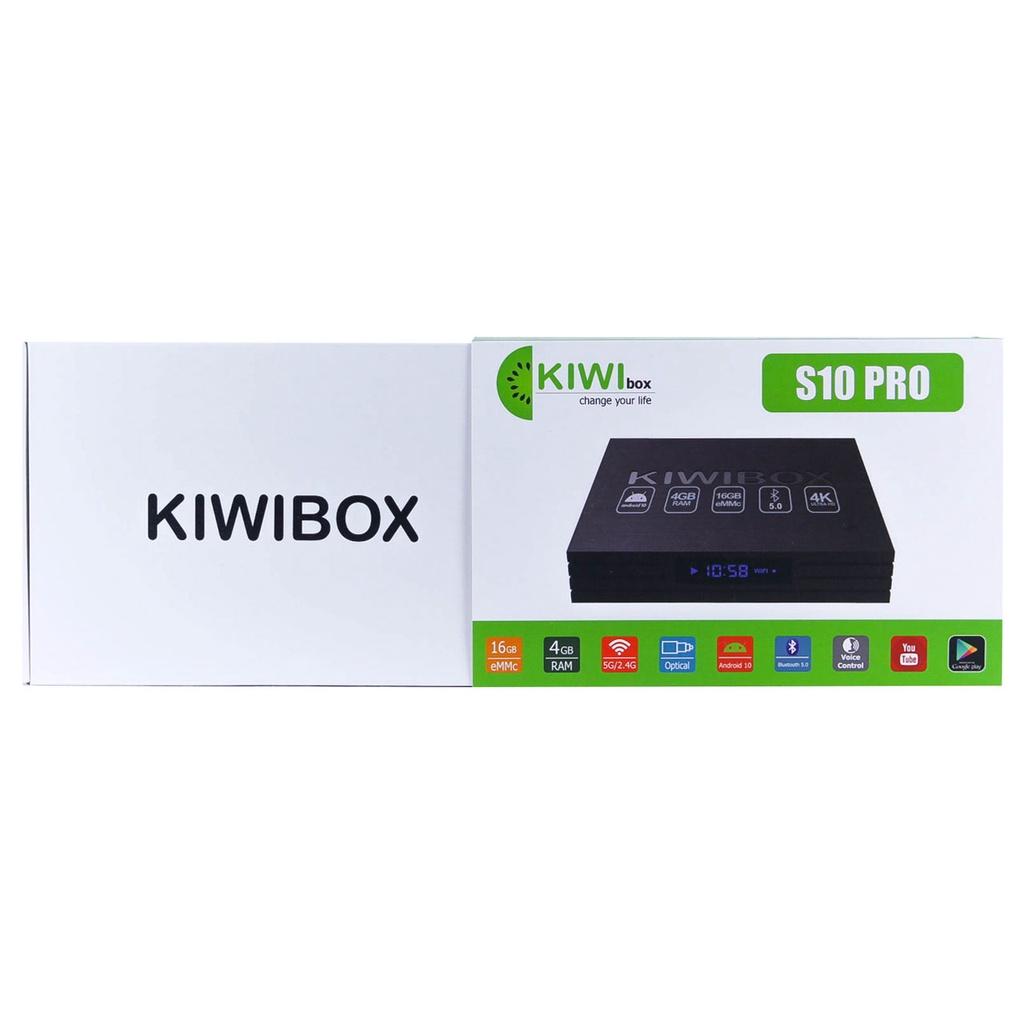 Kiwibox S10 Pro, xem youtube trên tivi, android 10, Ram 4G, Rom 16G, cổng quang, bluetooth, hàng chính hãng