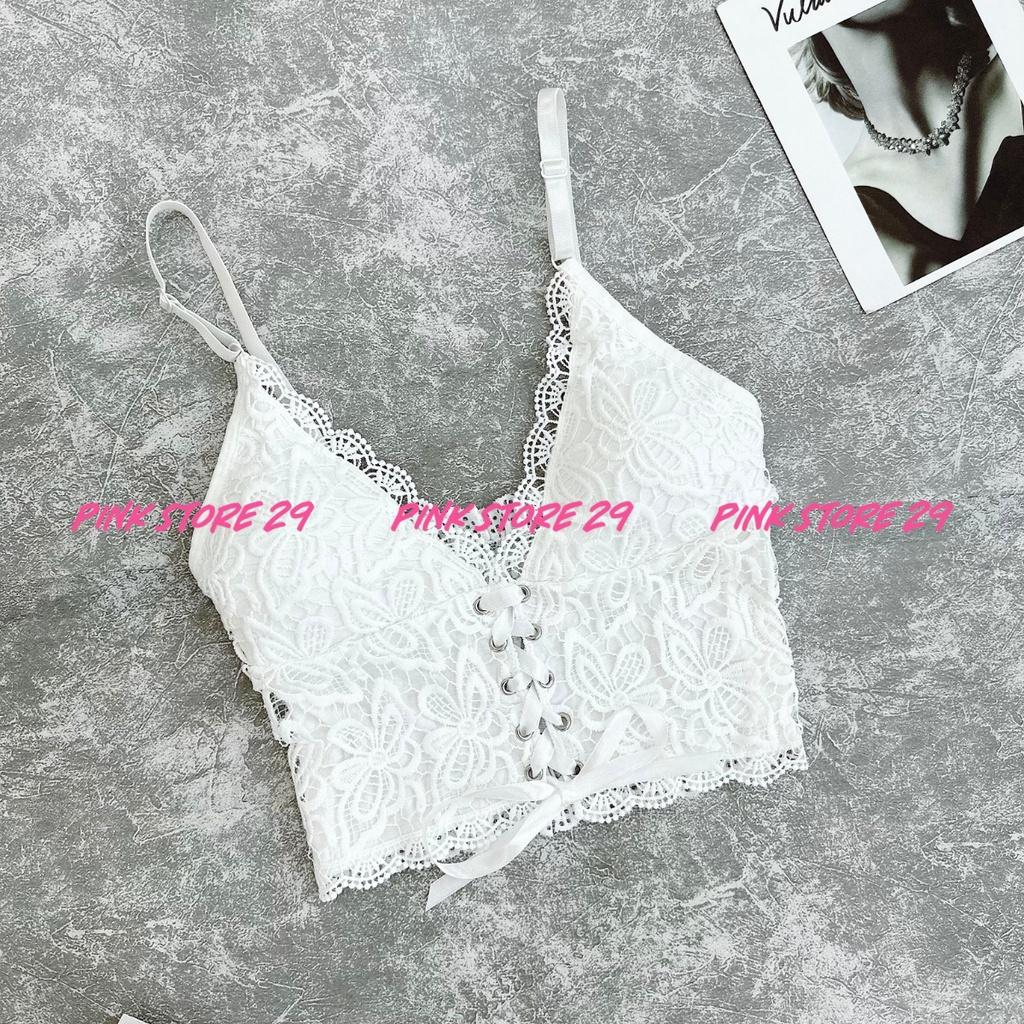 Áo croptop ren kiểu bra PINKSTORE29 phối dây buộc phong cách gợi cảm A5645