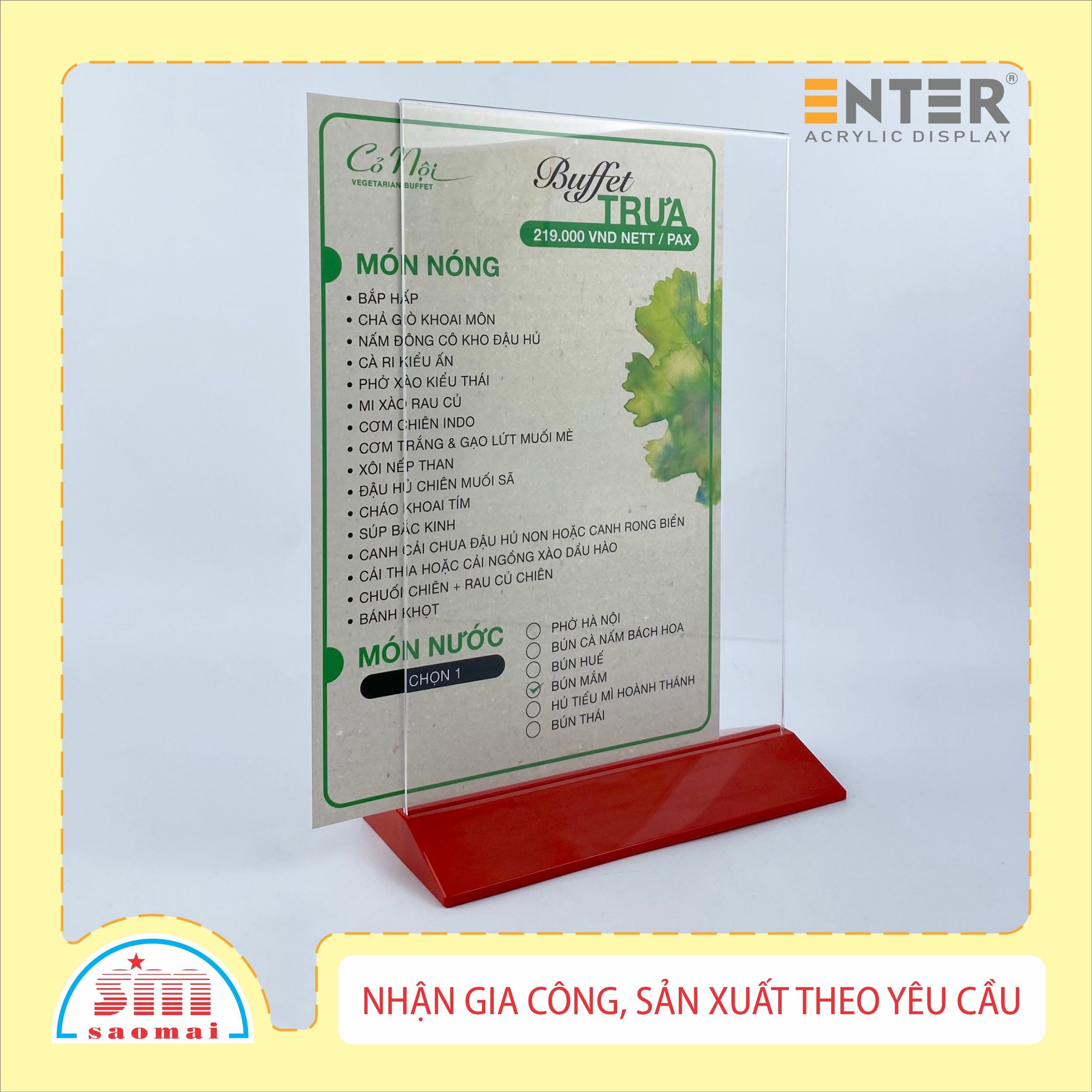 Kệ mica 2 mặt Enter E21 150x210mm đế màu A5 đứng