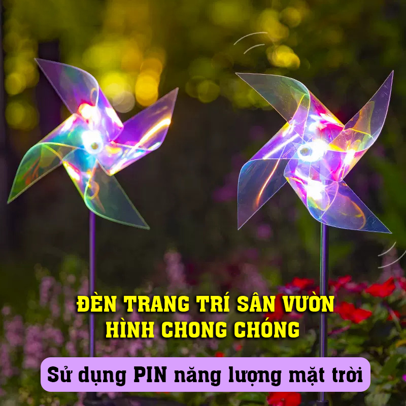 Đèn năng lượng mặt trời trang trí sân vườn hình chong chóng, trang trí sân vườn siêu đẹp- K1512