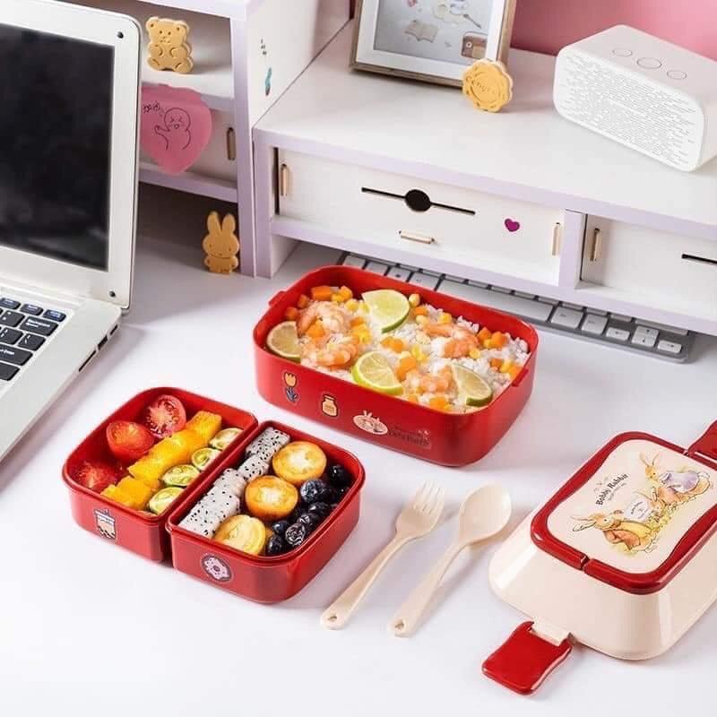 Set hộp cơm 2 tầng kèm thìa dĩa