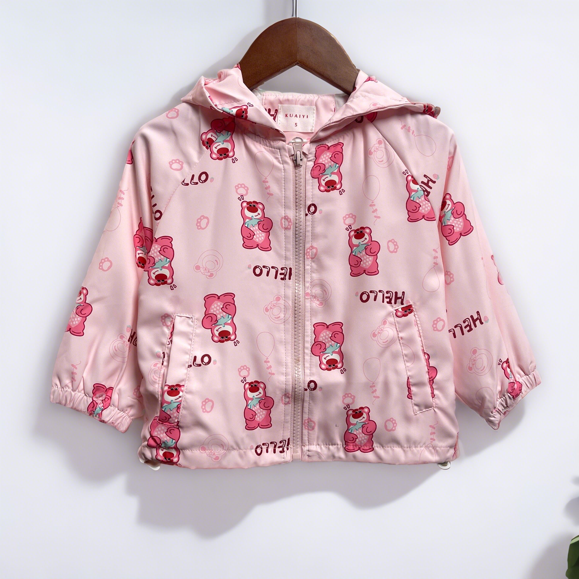 Áo khoác gió cho bé gái 1-6 tuổi 2 lớp túi bèo đính nơ cao cấp lót cotton hàng Quảng Châu
