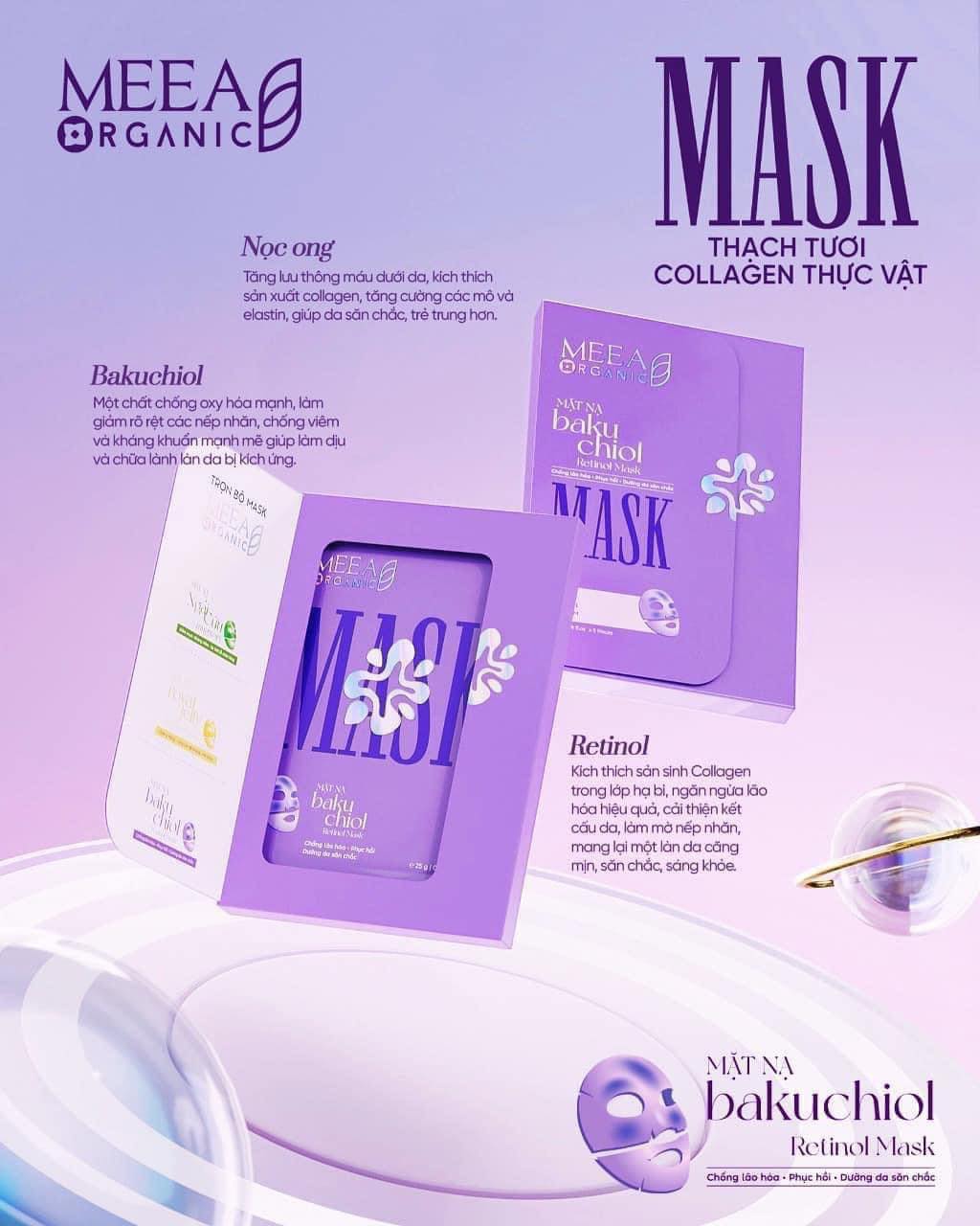 Mặt Nạ Mask Thạch Tươi Collagen Thực Vật Chính Hãng MEEA - Meea Organic dưỡng da hiệu quả