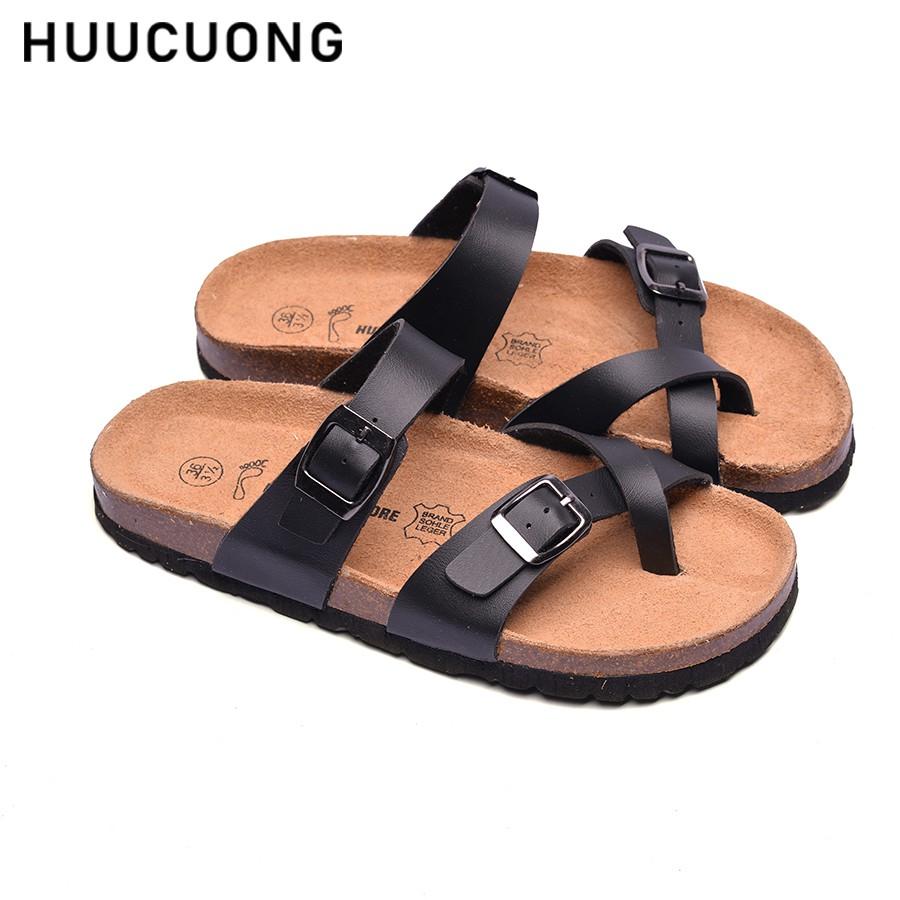 Dép HuuCuong -xỏ ngón đế trấu( đen)