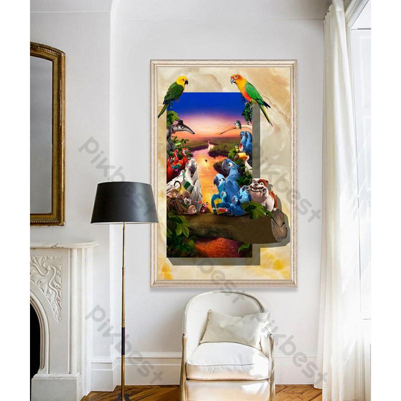Tranh dán tường 3d Những Chú Vẹt