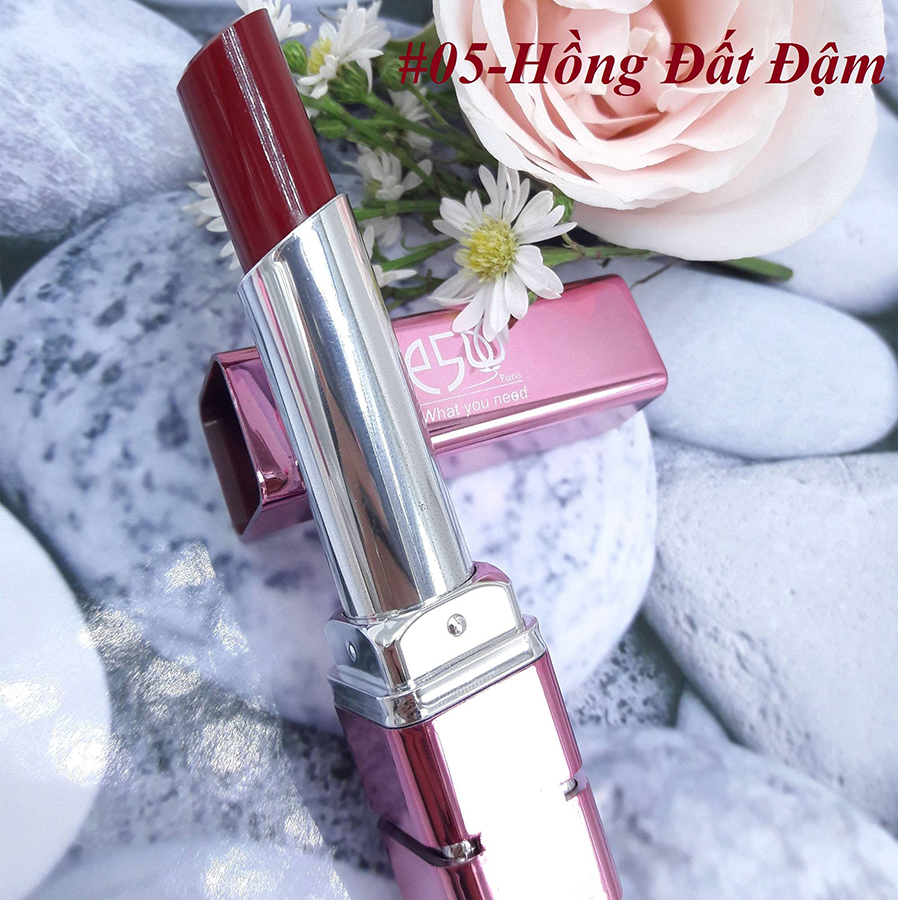 Kem dưỡng da trắng hồng 18 gam &amp; son thỏi E5_ 05 hồng đất đậm (5g)