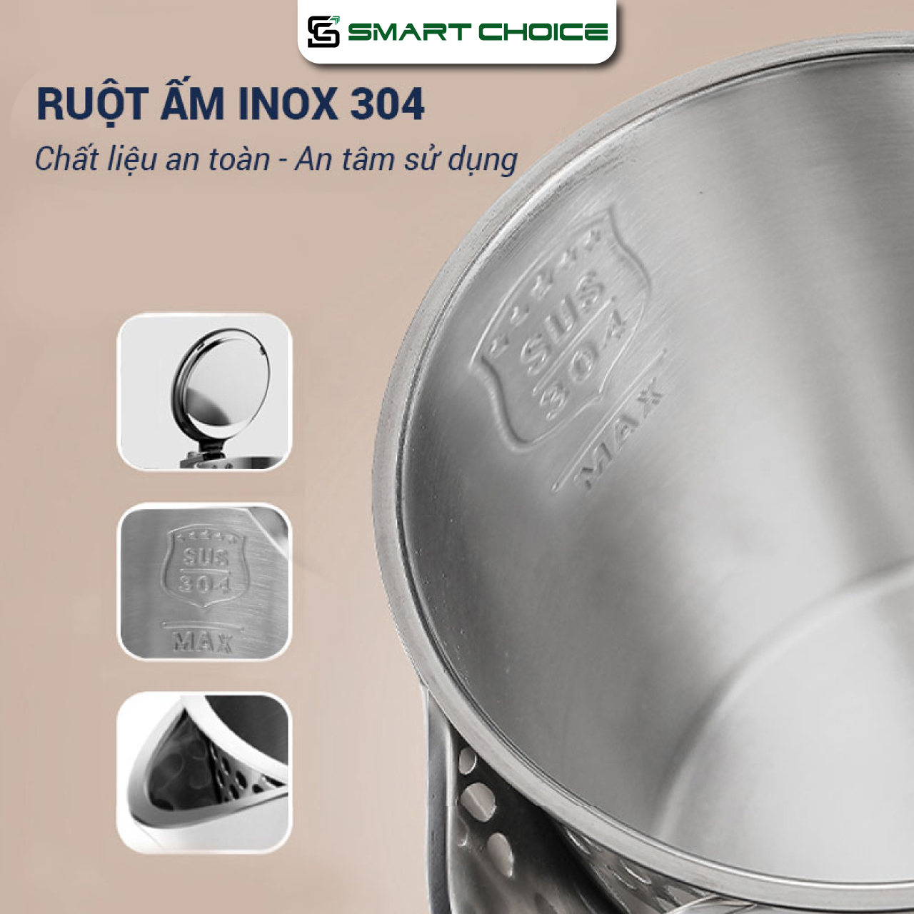 Ấm Siêu Tốc Điện SMARTCHOICE SCG-K005 1.8L 1800W, 3 Lớp Cách Nhiệt, Sôi Nhanh BH 18 Tháng Hàng Chính Hãng