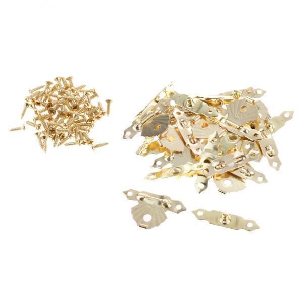 3-6pack 12pcs Wooden Box Buckle Triangle Flower Metal Hasp Latch Buckle Yellow