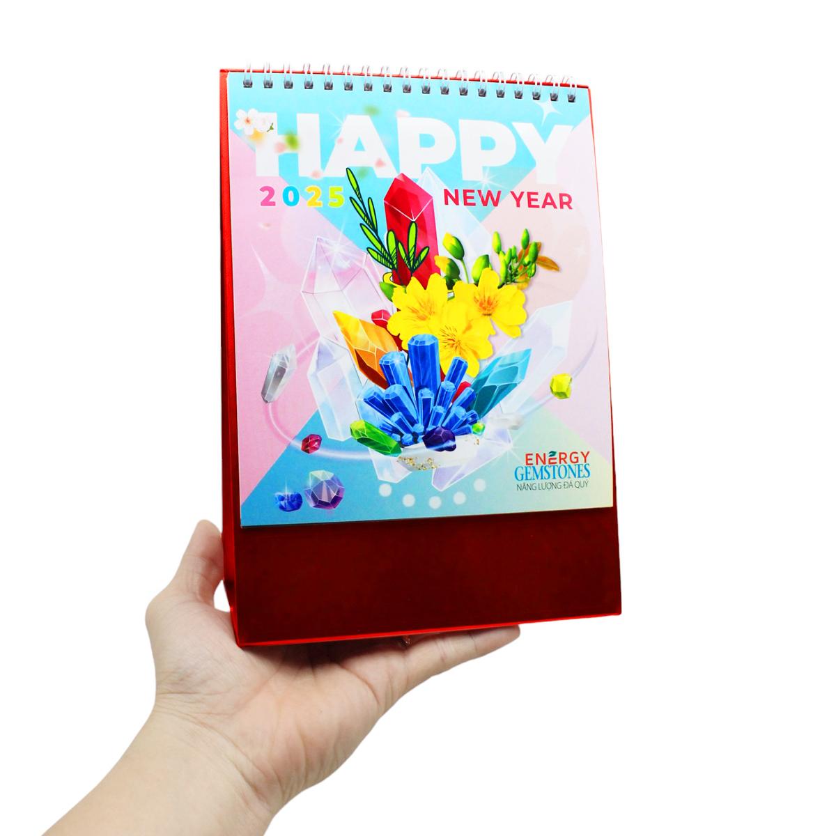 Lịch Bàn Đứng 2025 - Năng Lượng Đá Quý - Văn Lang VL-LB06 - Đế Màu Đỏ