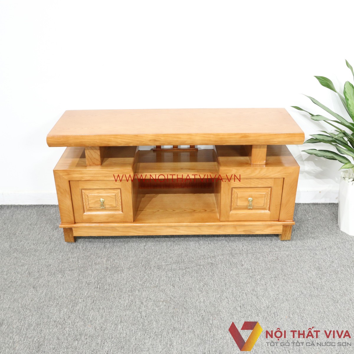 Kệ Tivi Gỗ Sồi Nga Sơn Màu Cánh Gián Đẹp Giá Rẻ