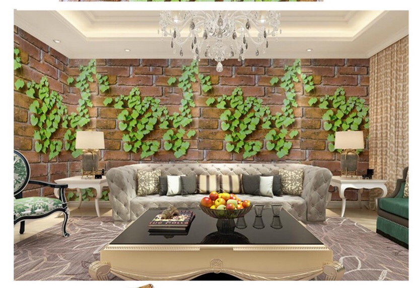 Giấy dán tường rộng 45cm x 5m dài  - GẠCH NÂU DÂY LEO TK741