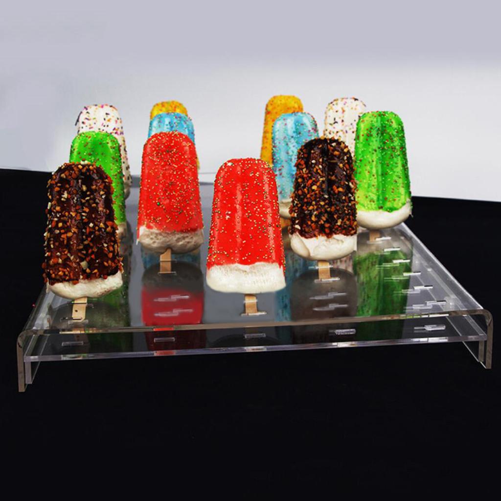 2 Pcs Acrylic Ice Pop Display Stand for Wedding Bakery Shop Decor Clear