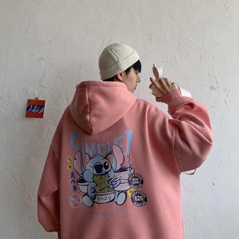  Áo hoodie nỉ unisex form rộng Hoạt Hình Ăn Mỳ nam nữ phong cách ulzzang Wind