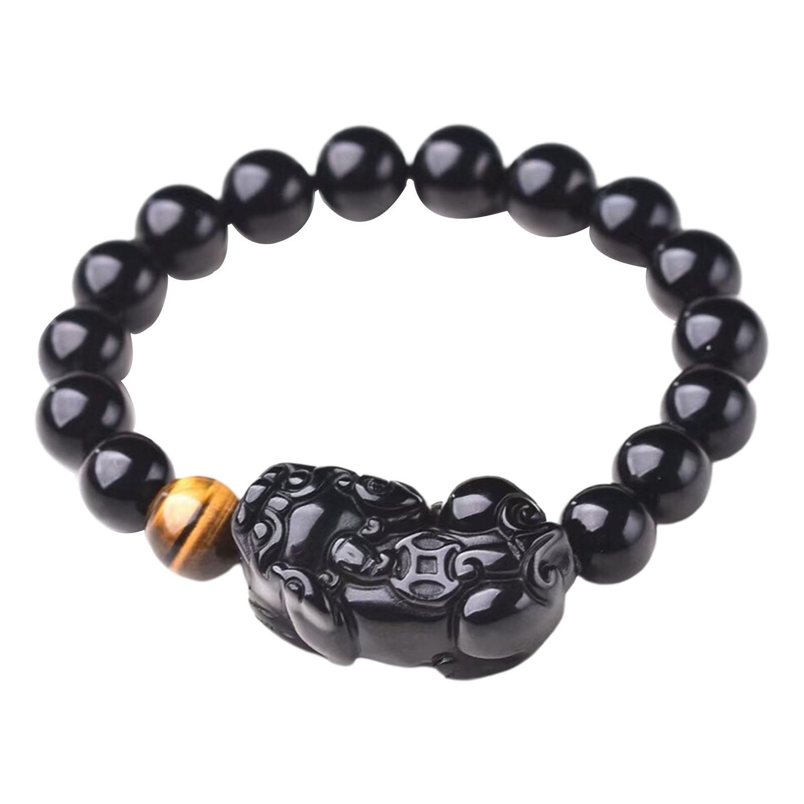 Black Obsidian Bracelet with  Piyao Prosperity Good Luck Mantra Lover