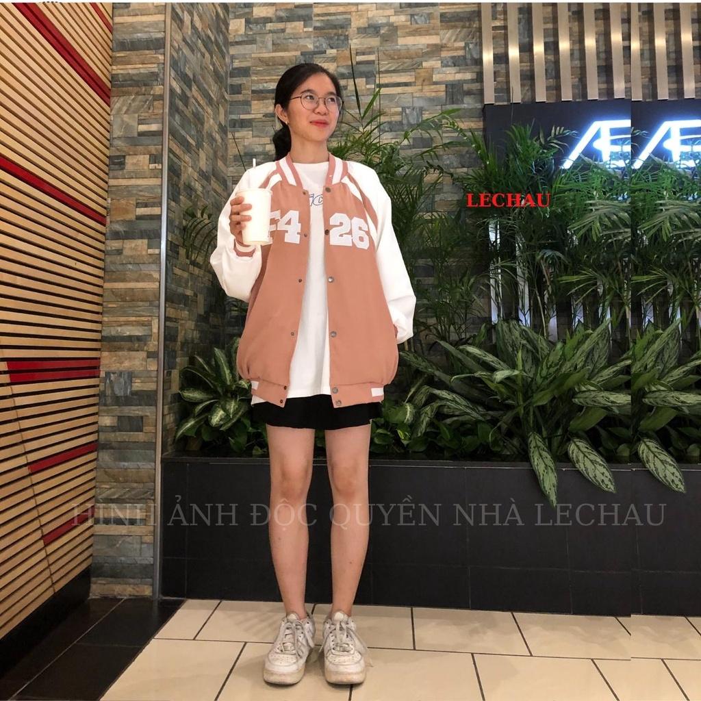 Áo Khoác Da Unisex Form Rộng F426 Bomber Jacket Nam Nữ Phong Cách Varsity Streetstyle Hottrend Chất Vải Xịn Đẹp