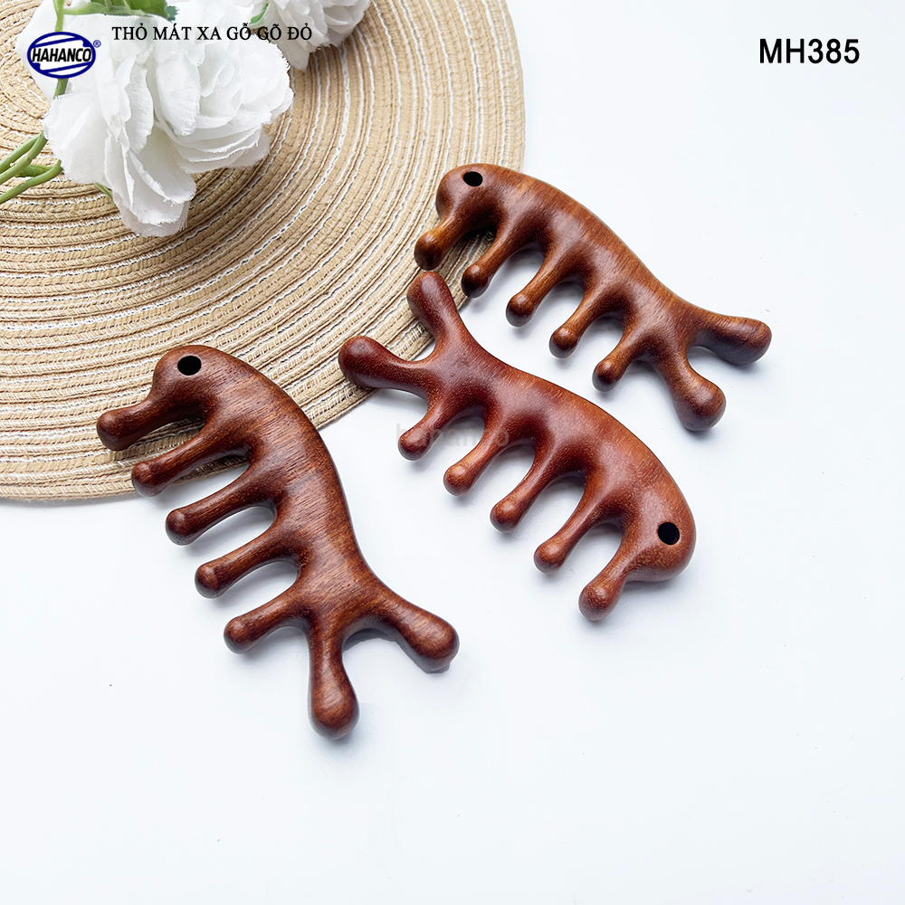 Dụng Cụ Mát Xa Tai Thỏ 5 Răng Gỗ Gõ Đỏ Thư Giãn Giảm Dụng Tóc - HAHANCO - MH385