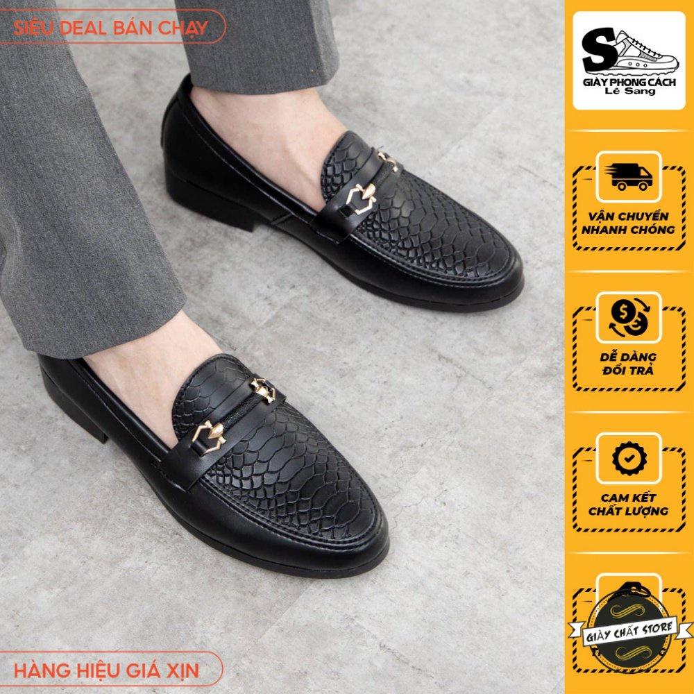 Giày tây nam da mềm, dập vân cá sấu, đế cao khâu sẵng, size từ 39 đến 43 - Vảy cá