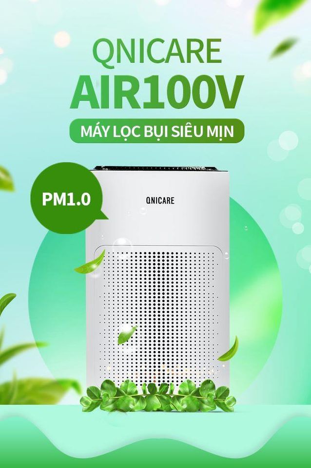 Máy lọc không khí HÀN QUỐC QNICARE (diện tích 33m2), cảm biến PM1.0, màng lọc HEPA 13 - Hàng nhập khẩu