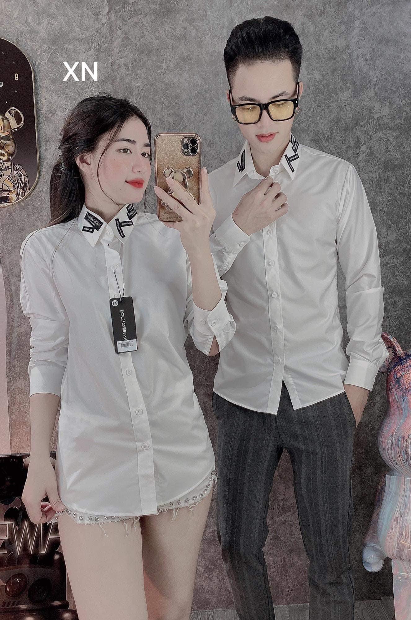 Áo sơ mi nam nữ tay dài , áo đôi nam nữ