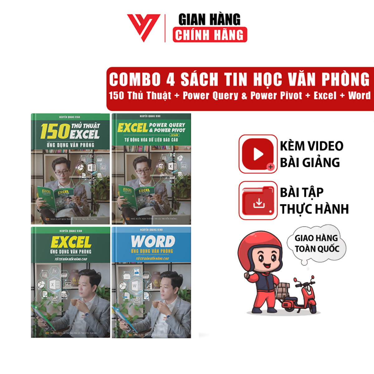 Combo 4 Sách Word, Excel Cơ Bản Đến Nâng Cao, Power Query & Power Pivot Và 150 Thủ Thuật Kèm Video Khóa Học