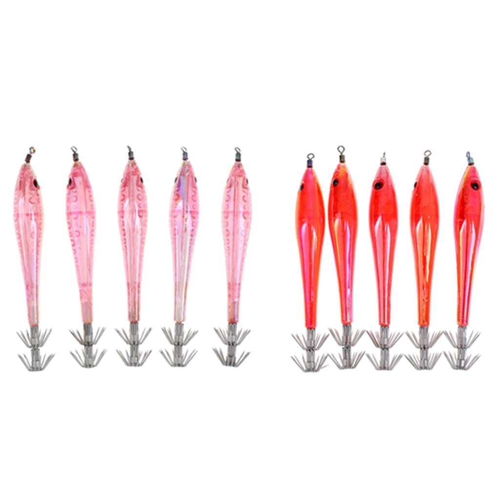 10pcs Squid Lure Jig Hook Lure Hard Plastic Baits Glow in Dark Fishing Tool