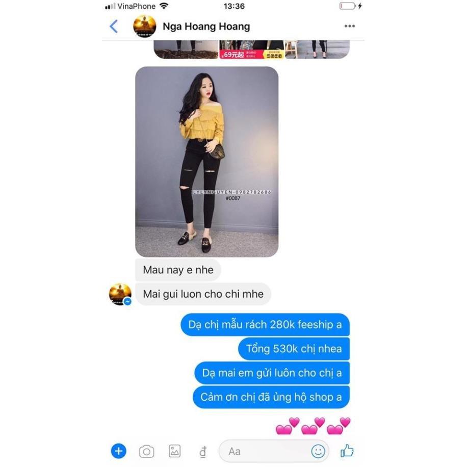 Quần jean nữ rách 3 đường co giãn