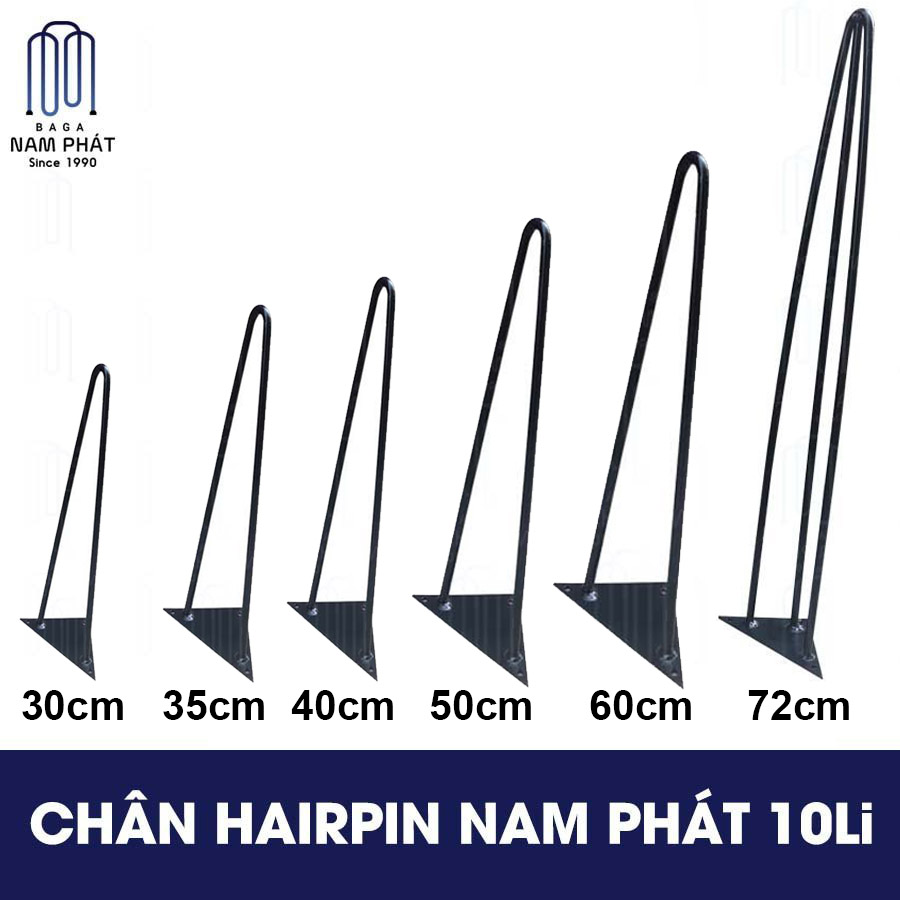 Chân Hairpin 30cm, 40cm,50cm,60cm, 72cm Nam Phát