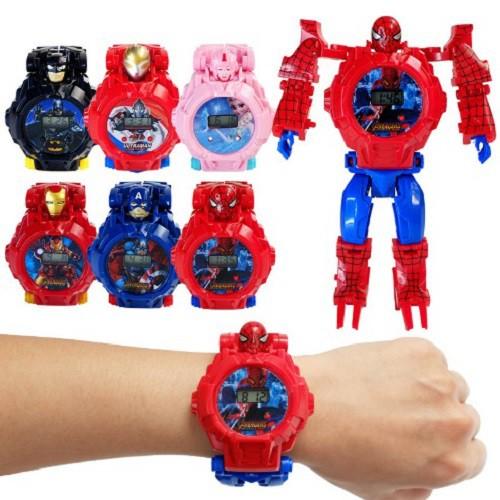 Đồng hồ robot biến hình-Đồng hồ siêu nhân dành cho Bé Trai/ Bé Gái - Captain America