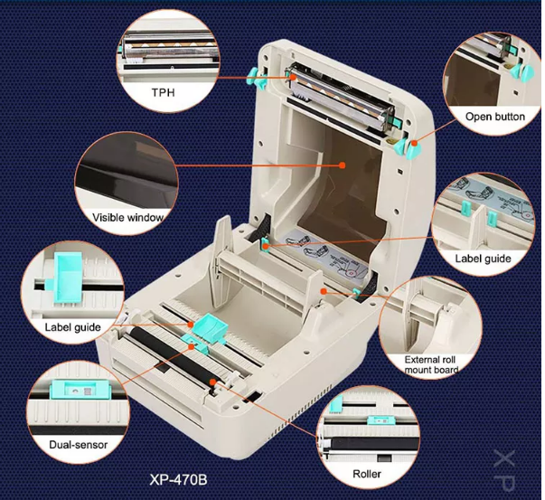 Máy In Đơn Hàng TMĐT Xprinter XP- 470B,Máy in tem nhãn-mã vạch chính hãng, máy in vận đơn / Cổng USB-tốc độ in 152mm/s-Hàng Chính Hãng