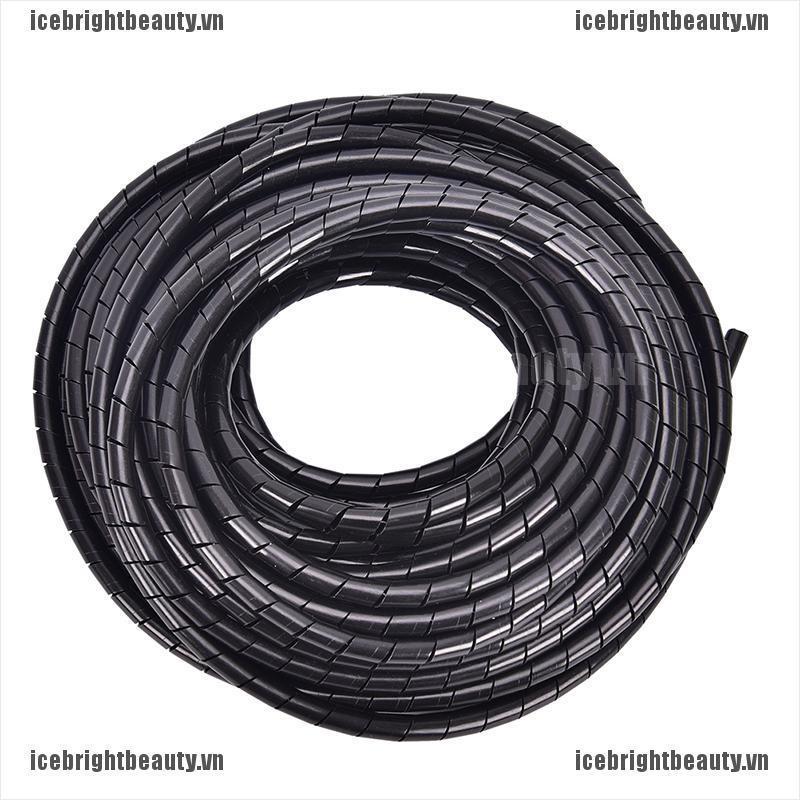 ICE 6mm Outside Dia 17M PE Polyethylene Spiral Cable Wire Wrap Tube Black