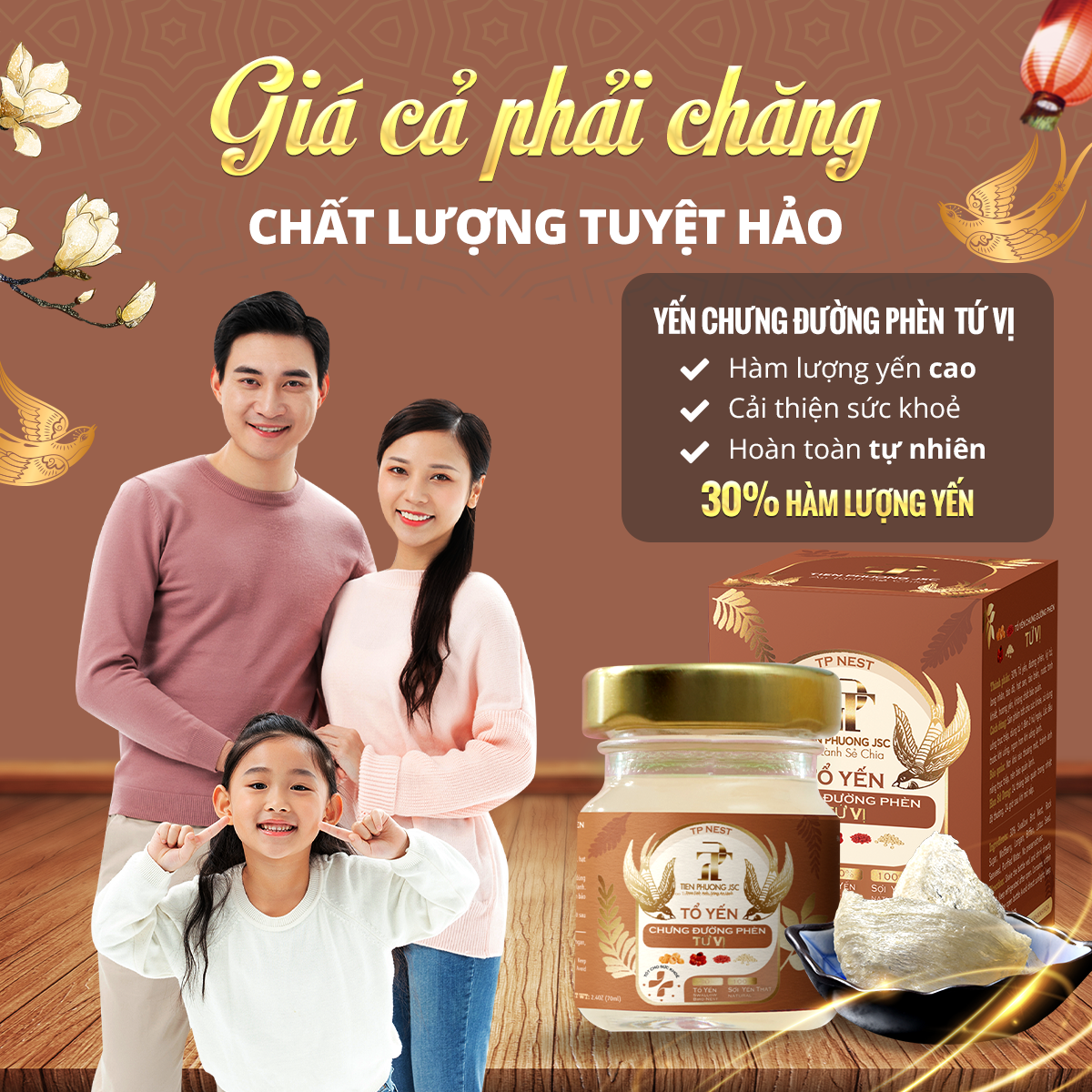 Tổ yến chưng đường phèn Tứ vị - Tiến Phương JSC (70 ml/hũ)