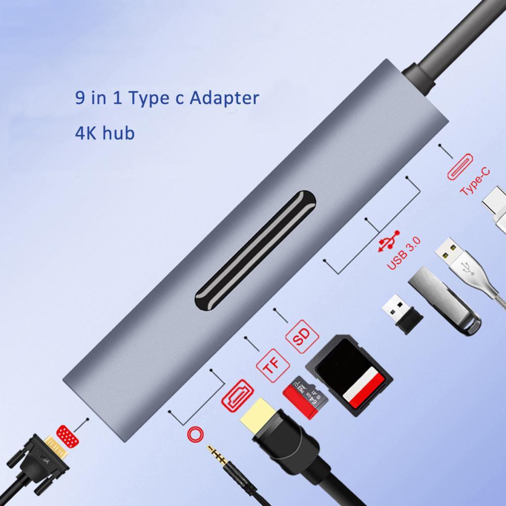 Type C Docking Station USB C To 4K HDMI VGA USB3.0 TF SD