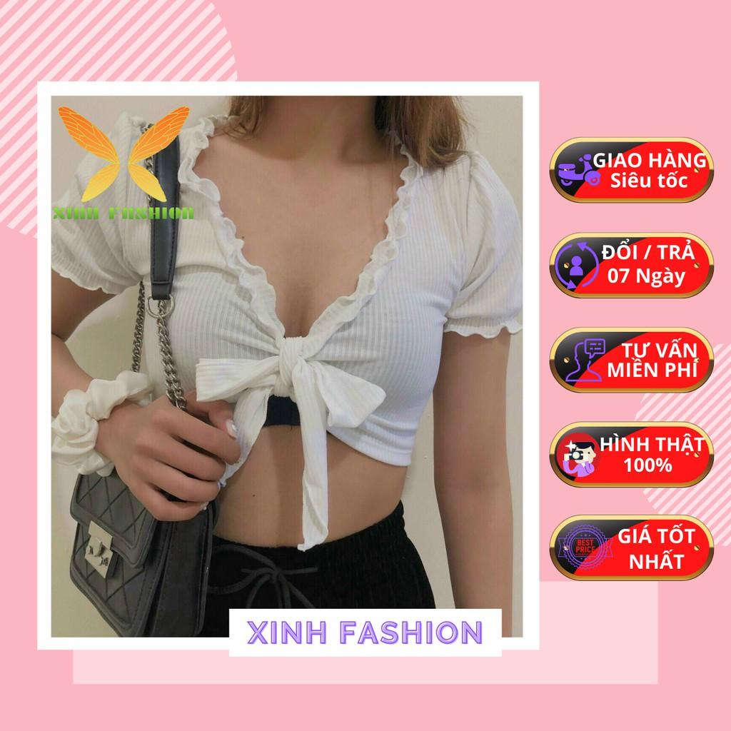 Áo Croptop Đẹp Xẻ Ngực Buộc Nơ Cá Tính Ôm Body Dễ Phối Đồ Năng Động Xinh Xắn | Áo Croptop Buộc Nơ CT30