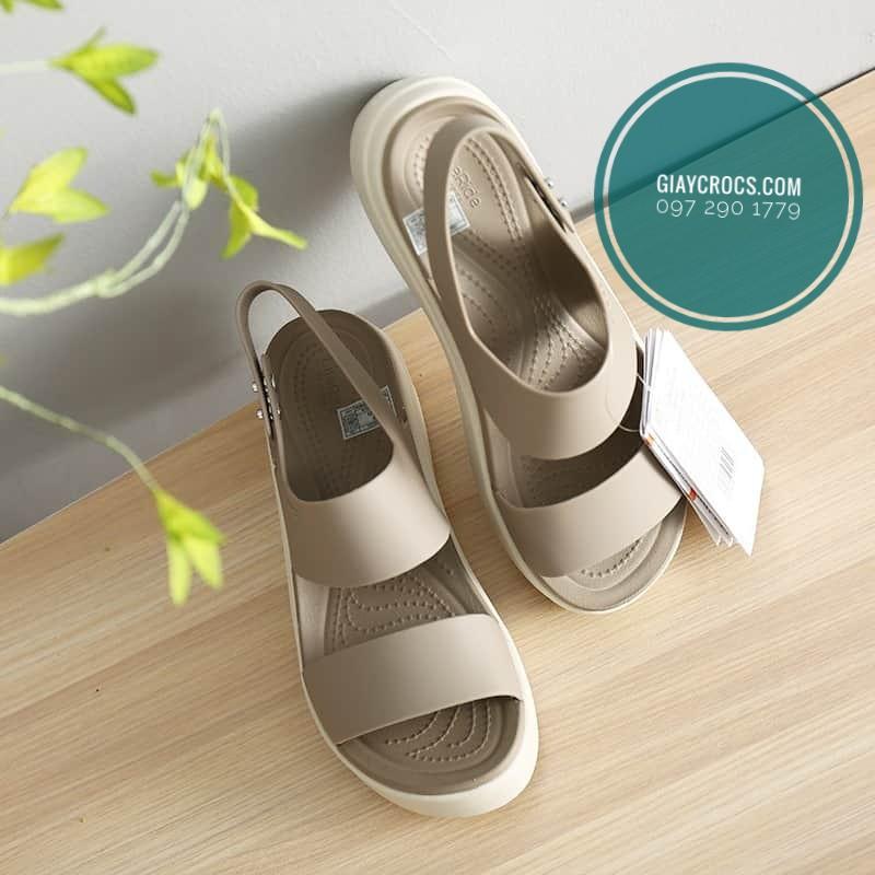 SANDAL NHỰA ĐI MƯA BOOKLYM LOW CAO 5CM ĐẾ XUỒNG MÀU BE