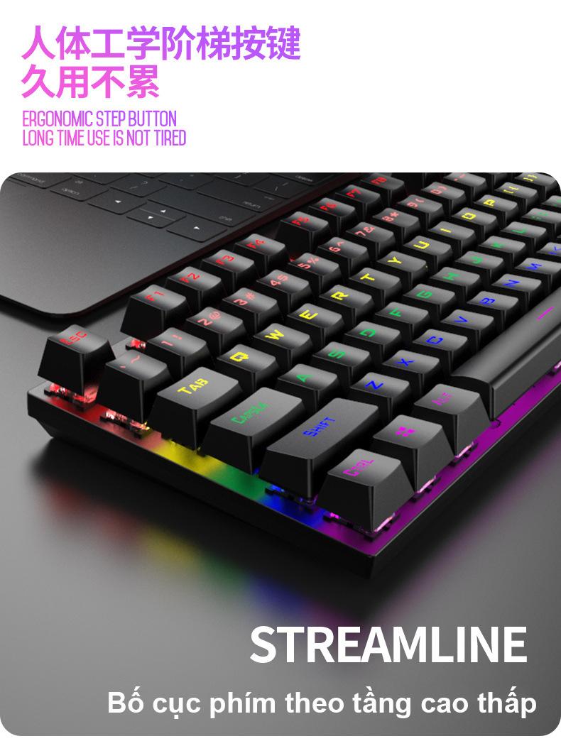Bàn Phím Cơ Gaming K80 Full Led TKL 87 Chơi Game Cực Đã Bàn Phím Máy Tính Văn Phòng LED RGB Siêu Đẹp