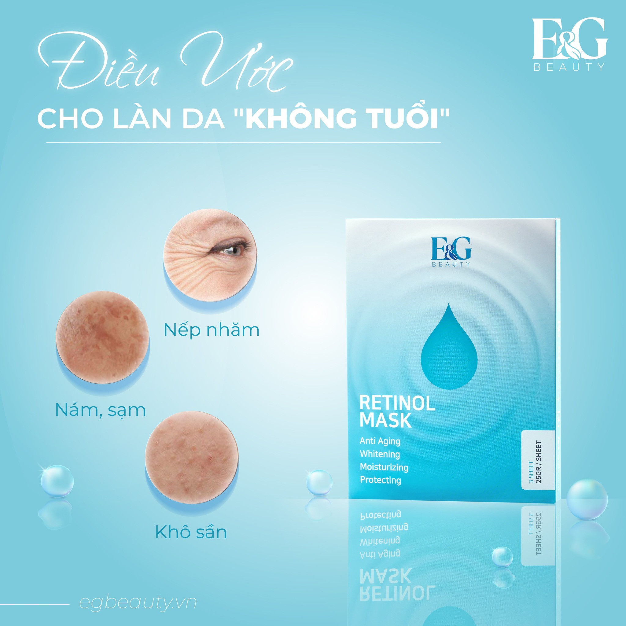 Mặt nạ RETINOL E&amp;G Beauty trắng da trẻ hóa làn da chính hãng COMBO 3 hộp