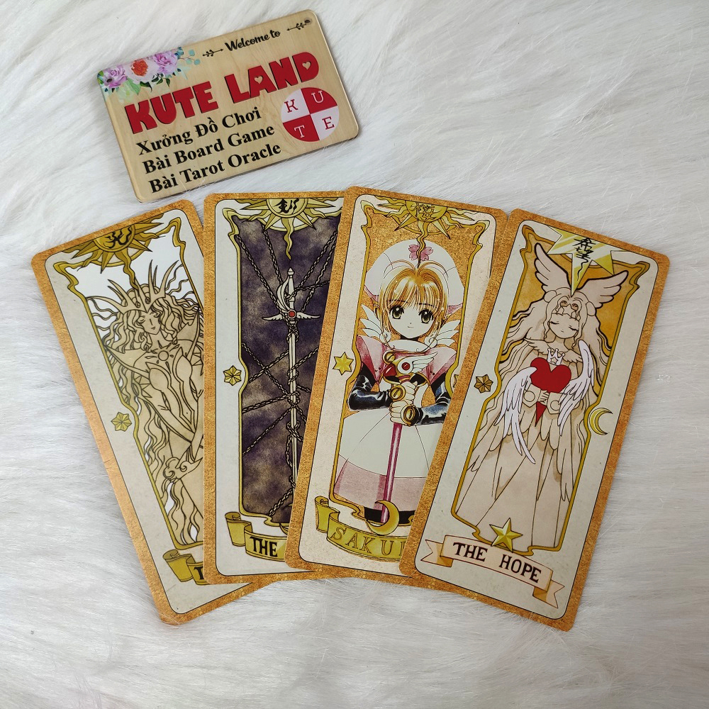 [Size Gốc] Bài Tarot Clow Sakura CardRaptor Phiên Bản Màu Nâu 56 Lá Bài Đá Thanh Tẩy