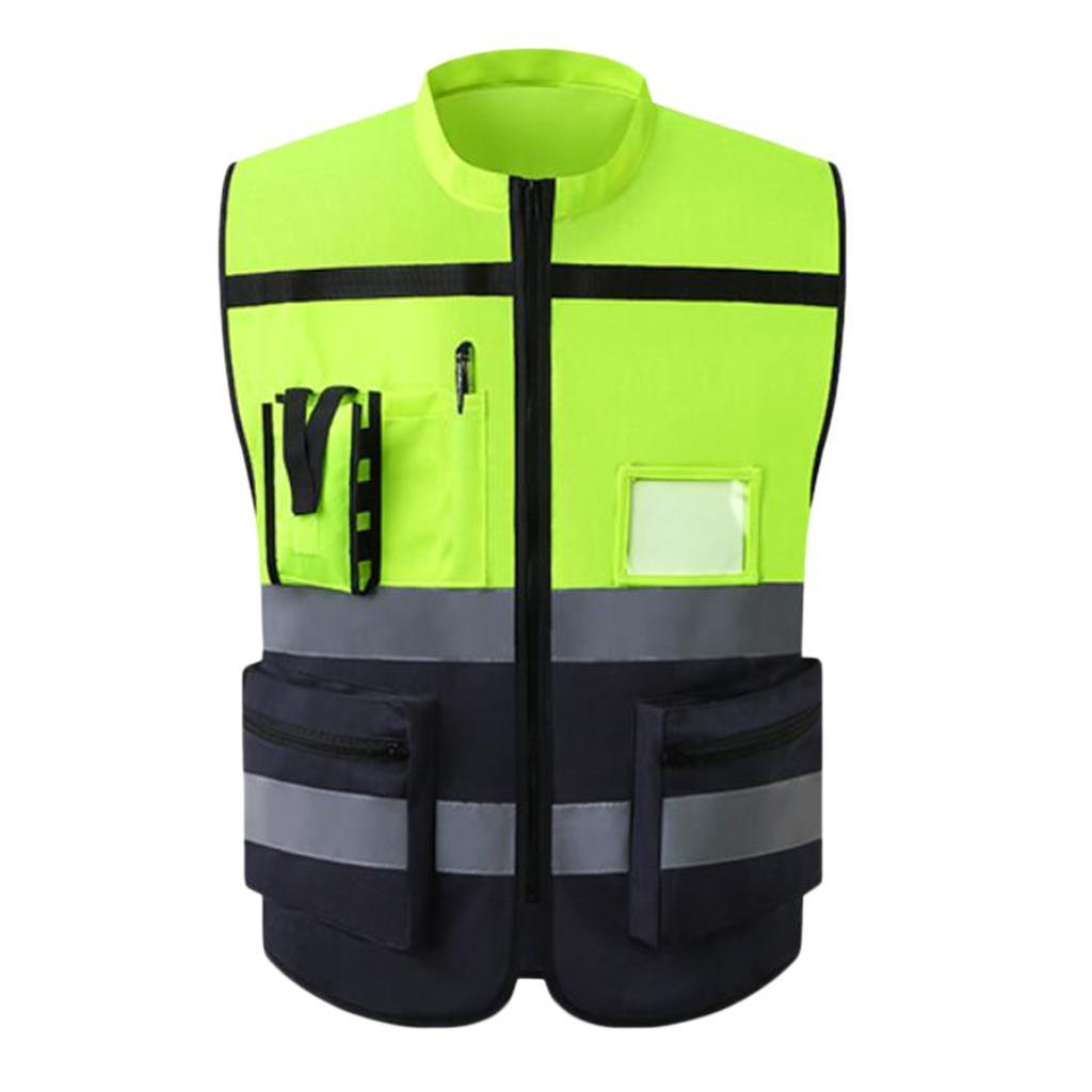 3x High Visibility Safety Vest, Neon Yellow Style-F