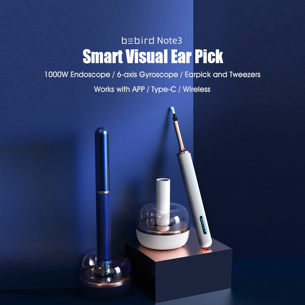 Thiết Bị Lấy Ráy Tai Bebird Smart Visual Earpick Stick Note3 1000W High-precision Endoscope Dual-use Earpick and Tweezers Wireless In-Ear