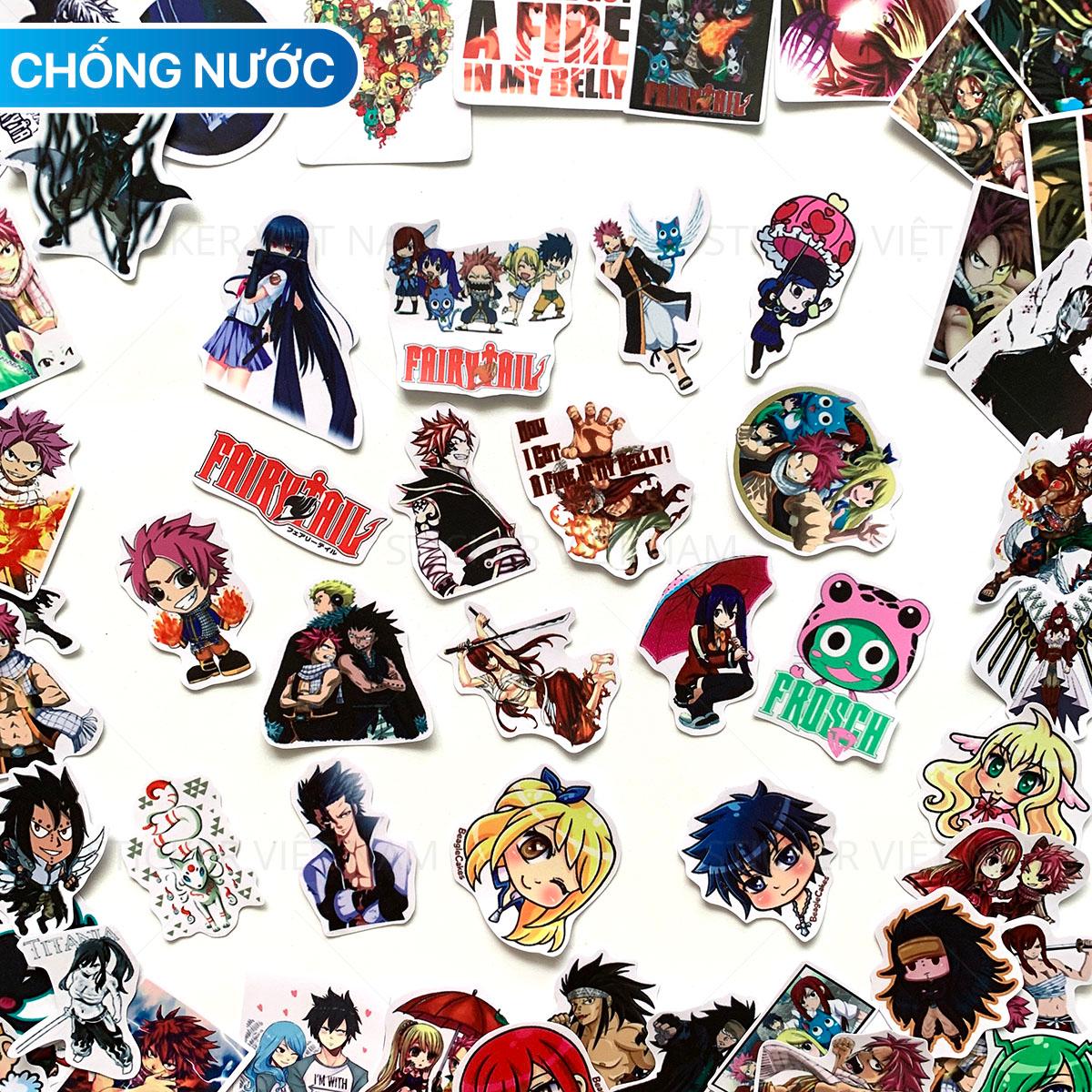 Sticker Fairy Tail Hội Pháp Sư  -  Manga Anime - Dán Trang Trí - Chất Liệu PVC Cán Màng Chất Lượng Cao Chống Nước, Chống Nắng, Không Bong Tróc Phai Màu