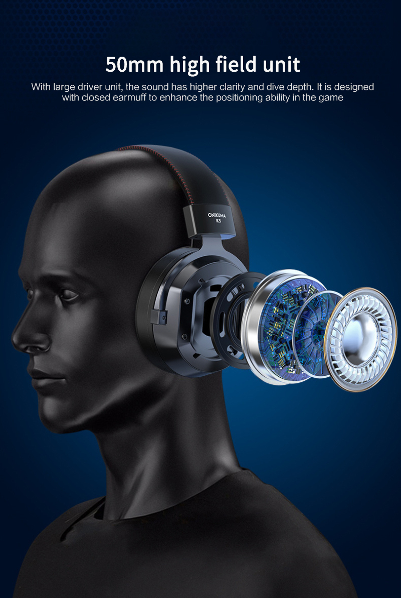 Tai Nghe Chơi Game ONIKUMA K3 Có Mic Và Tai Nghe Chơi Game Khử Tiếng Ồn Với Đèn Led, Cho Điện Thoại Di Động Máy Tính Xách Tay PS4 PS5 PC XBOX