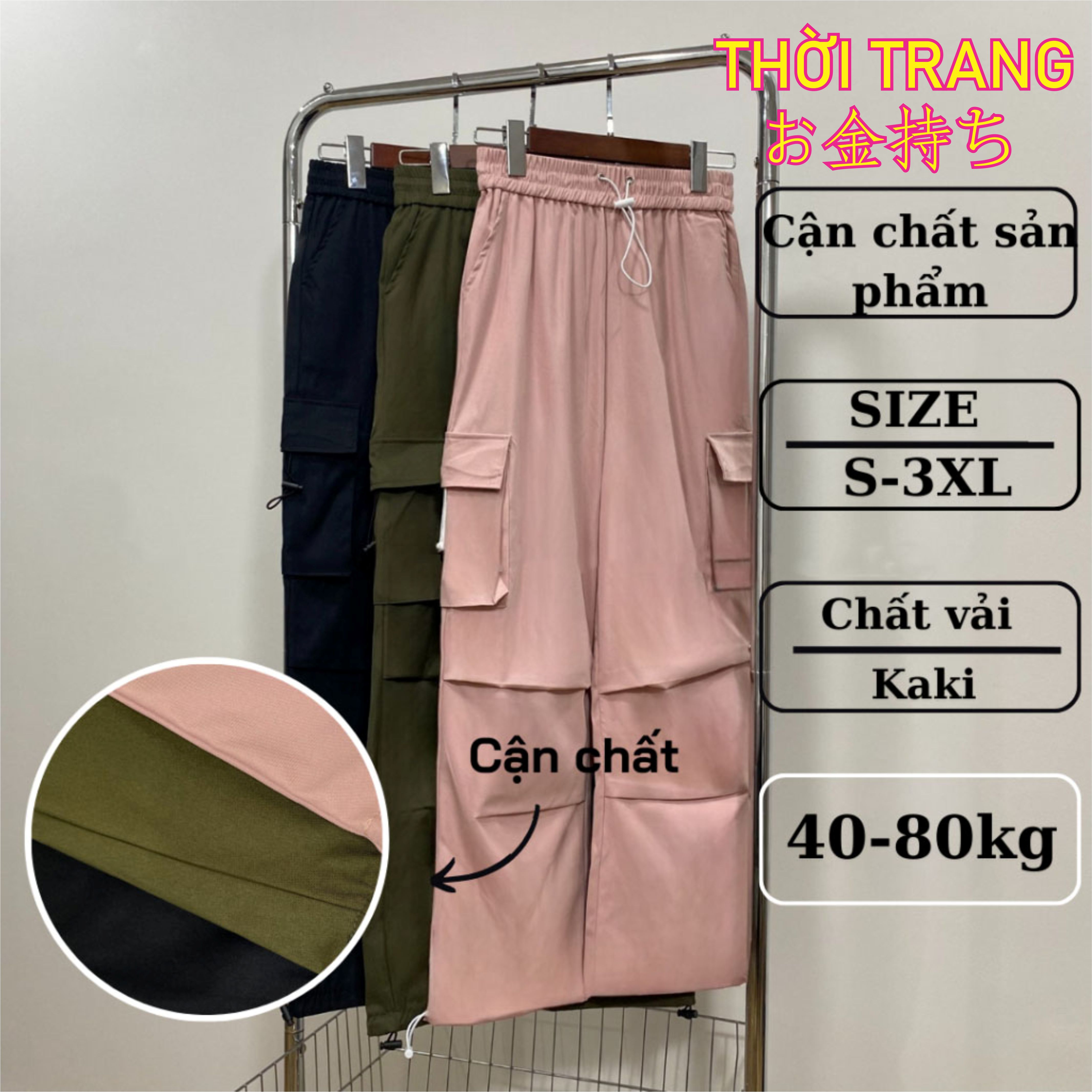 Quần Kaki Ống Rộng Túi Hộp Bo Gấu Thời Trang Siêu Cá Tính 985