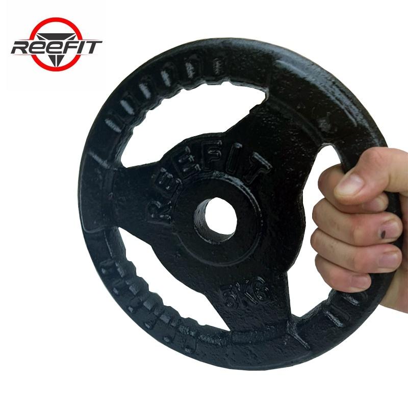 Bộ 2 tạ miếng gang bánh tạ gang 3 lỗ Reefit 5kg màu đen