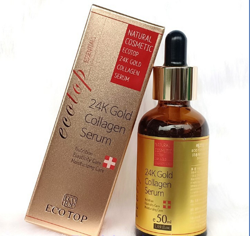 Combo serum ngăn ngừa lão hóa 24k gold Ecotop 50ml + Kem chống nắng collagen SPF50+ 70ml (Tặng 1 hộp mặt nạ Jant Blanc 10 miếng)