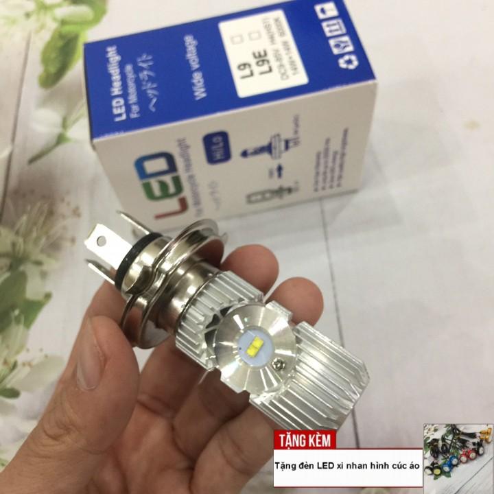 Đèn LED 2 tim chân H4 ánh sáng trắng cho xe máy A216 -TK63 - Tặng kèm 02 đèn Led xi nhan cúc áo