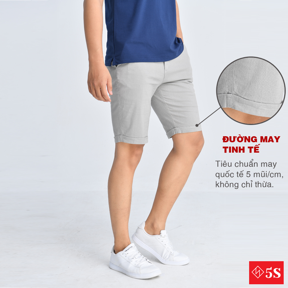 Quần Short Nam 5S (2 màu), Chất Kaki Cotton Co Giãn, Thấm Hút Tốt, Hạn Chế Nhăn (QSK21008